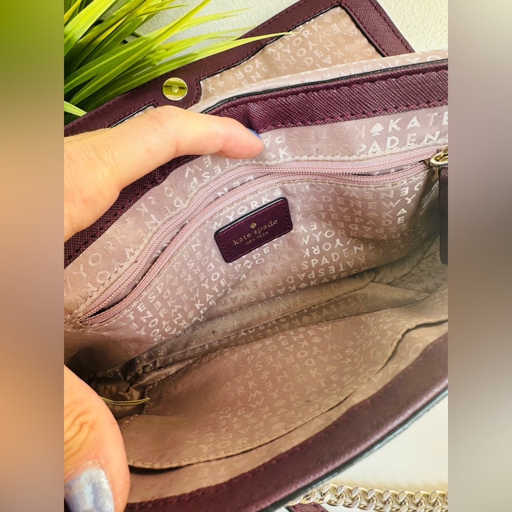 Kate Spade| Burgundy Crossbody Bag with Chain - Picture 11 of 12